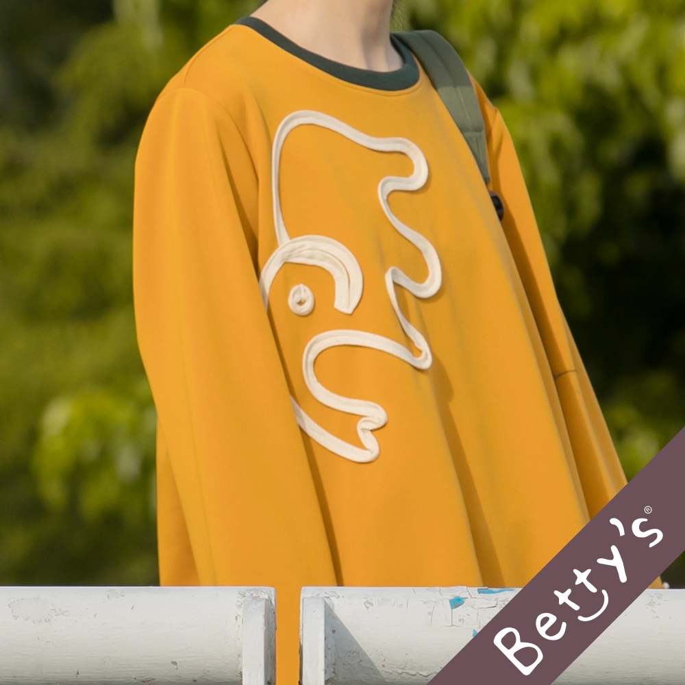 betty’s貝蒂思　織帶壓花拼布T-shirt(深黃)