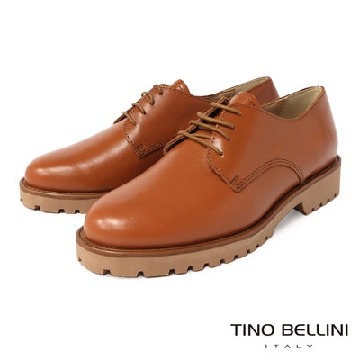 Tino Bellini 義大利進口質感牛皮素面牛津鞋-棕