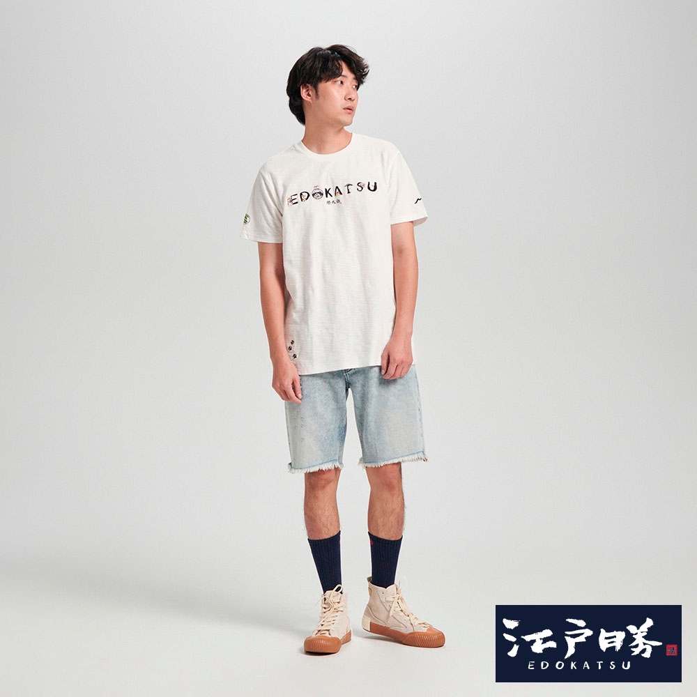 EDOKATSU 江戶勝 勝太郎系列 勝太郎印花短袖T恤-男-米白色