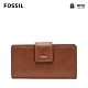 FOSSIL Logan 真皮系列拉鍊零錢袋設計中夾-咖啡色 SL7830200 product thumbnail 2
