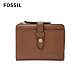 FOSSIL FIONA 金釦設計多卡拉鍊零錢短夾-咖啡色 product thumbnail 1