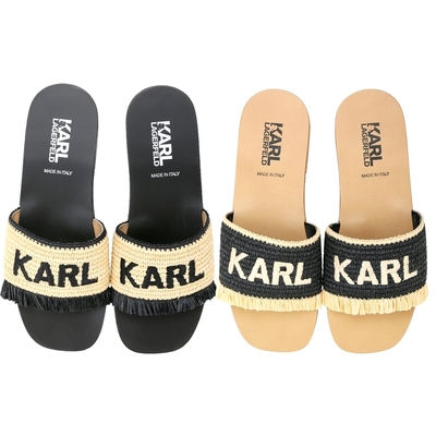 karl lagerfeld skoot 拉菲草編涼拖鞋-2色可選