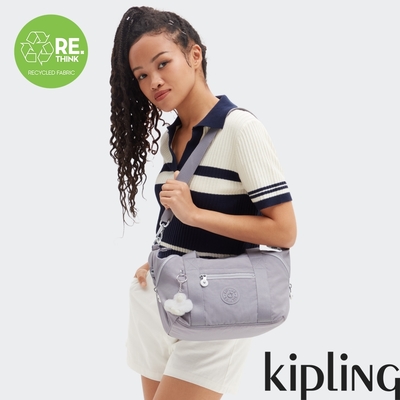 Kipling 溫柔霧灰紫手提側背包-ART MINI