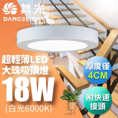 舞光 LED 超輕薄 1-2坪 18W 大珠吸頂燈-白框(白光/自然光/黃光)