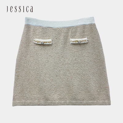 JESSICA - 優雅修身百搭彈性針織短裙2151D2