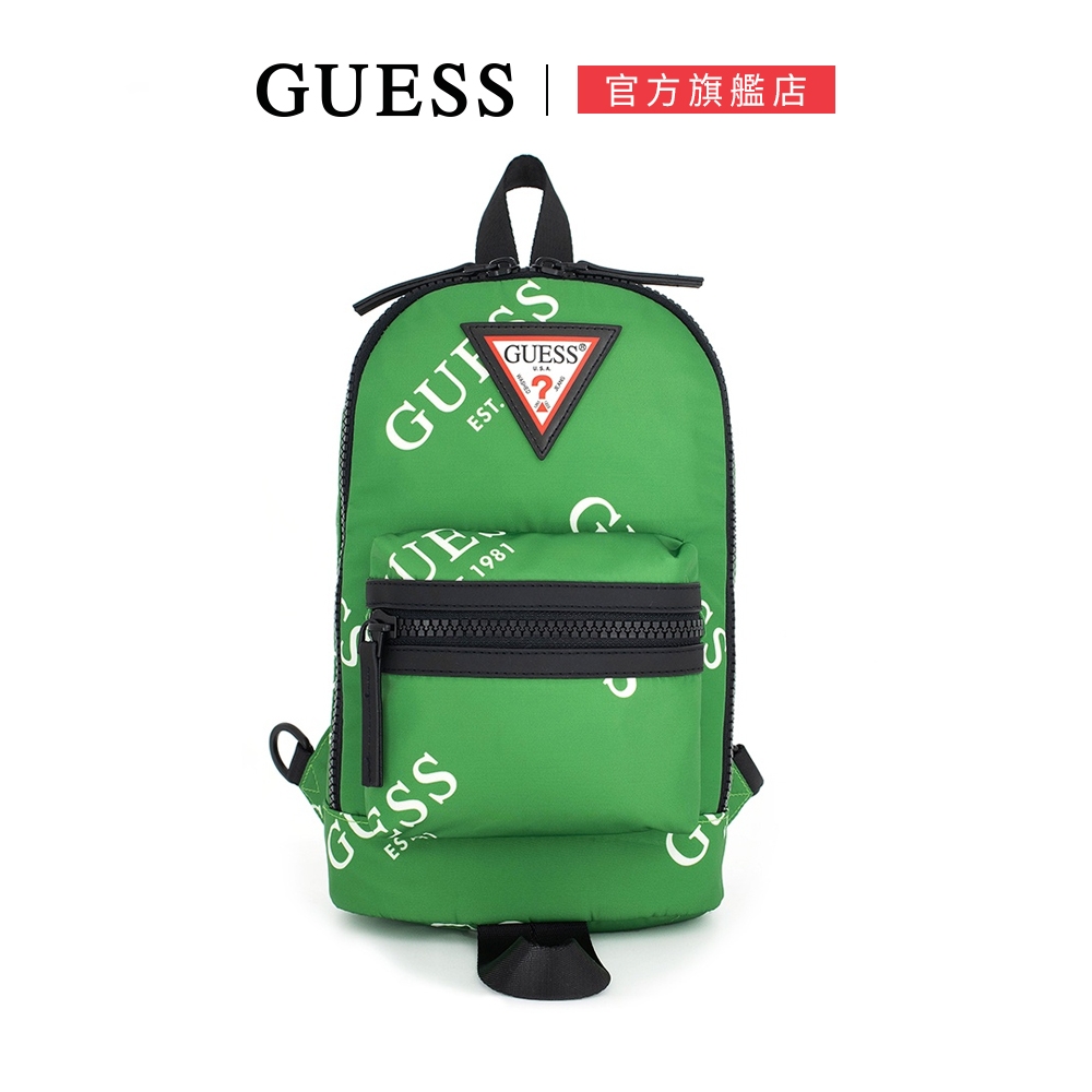 GUESS-男包-經典倒三角LOGO長型斜背包-綠 原價2290