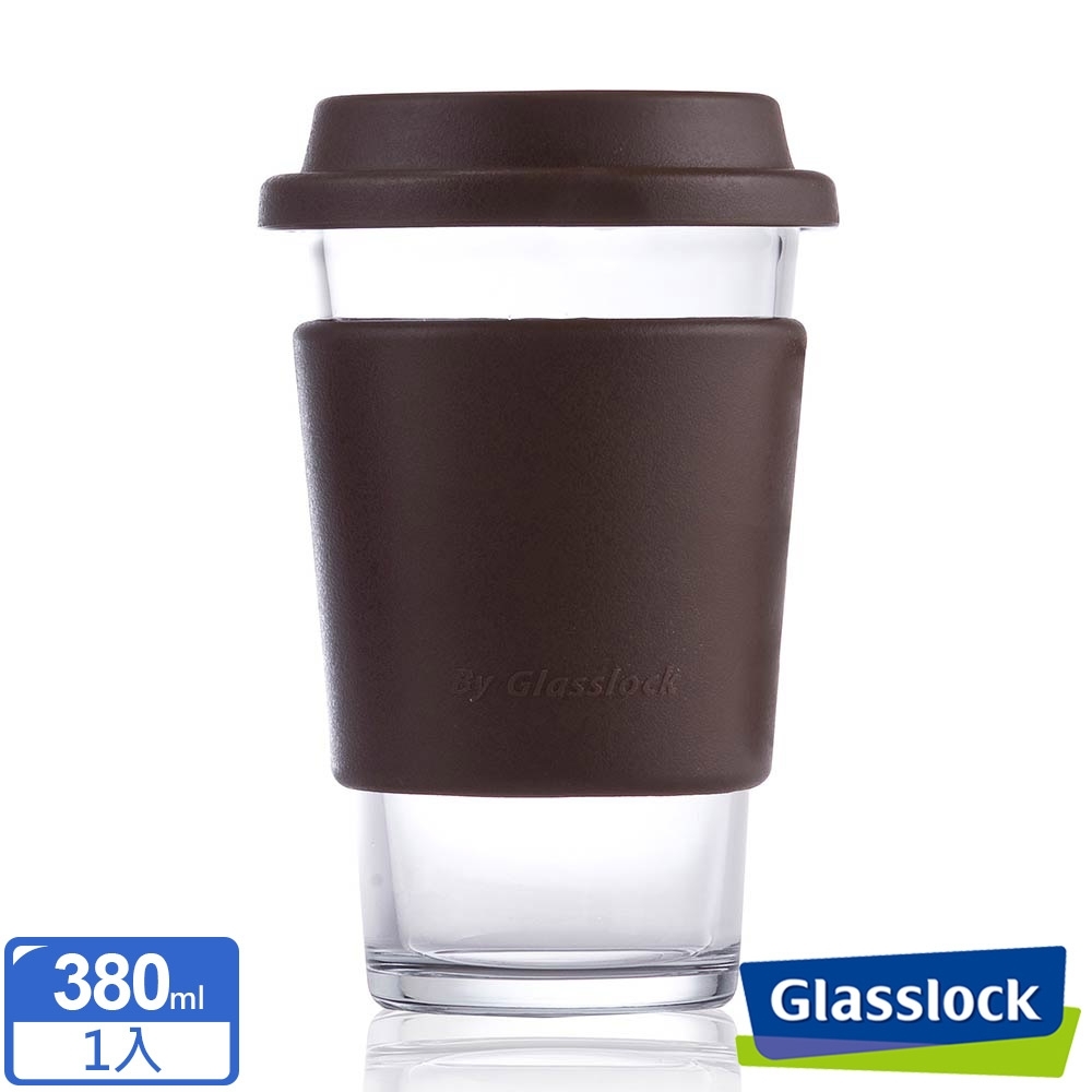 Glasslock馬卡龍強化玻璃環保隨手杯 380ml(咖)