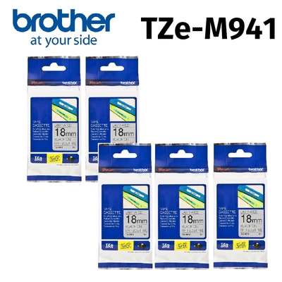 【5入組】brother TZe-M941 原廠質感 消光標籤帶 ( 18mm 銀底黑字 )