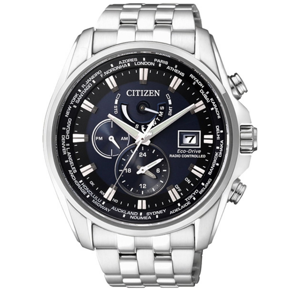 CITIZEN 光動能電波世界時區錶(AT9031-52L)-藍/44mm