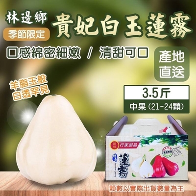 【果農直配】屏東林邊貴妃白玉蓮霧中果3.5斤ｘ1盒(每盒21-24顆)