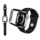 全包覆 Apple Watch Series SE/6/5/4 (44mm) 9H鋼化玻璃貼+錶殼+環保矽膠錶帶(黑) product thumbnail 1