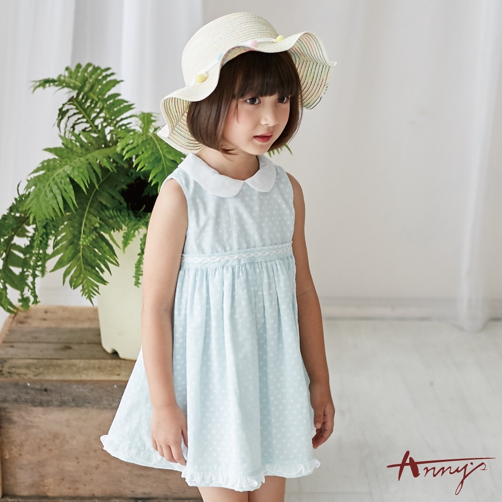 Annys安妮公主-清甜小花朵圓領拼接春夏款無袖洋裝*9528綠色
