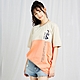 FILA #幻遊世界 中性款短袖拼接圓領T恤-杏橙 1TEY-1410-OR product thumbnail 1