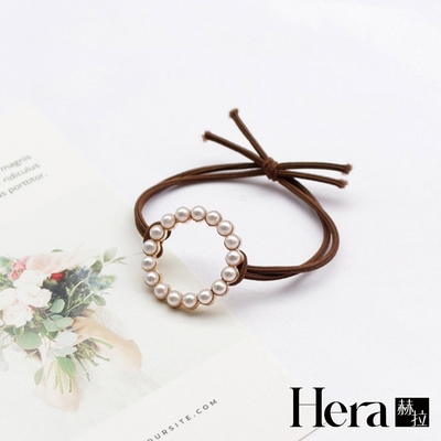 【Hera 赫拉】經典合金鏤空圓形珍珠髮圈-2入組
