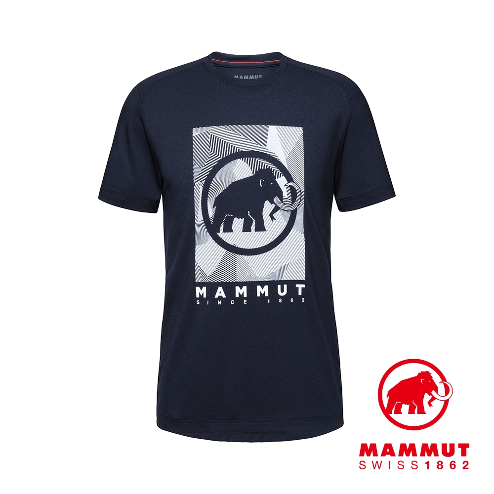【Mammut 長毛象】Trovat T-Shirt Men 機能LOGO素色短袖 T-Shirt 男款 海洋藍PRT2 #1017-09864