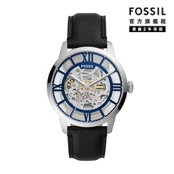 FOSSIL Townsman 鏤空羅馬數字機械錶 黑色真皮錶帶 44MM ME3200