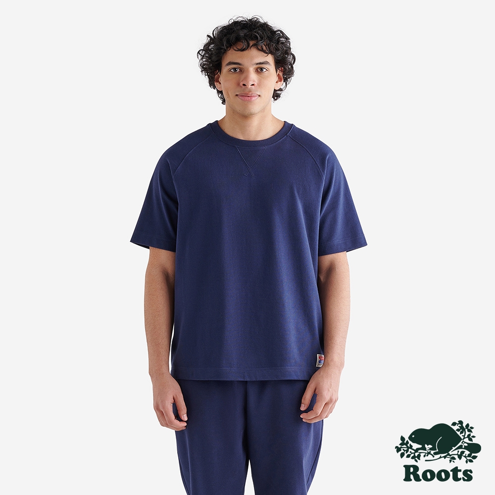Roots 男裝- WARM UP短袖T恤-藍色