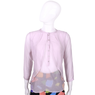 MARELLA 粉紫色抓褶設計七分袖上衣
