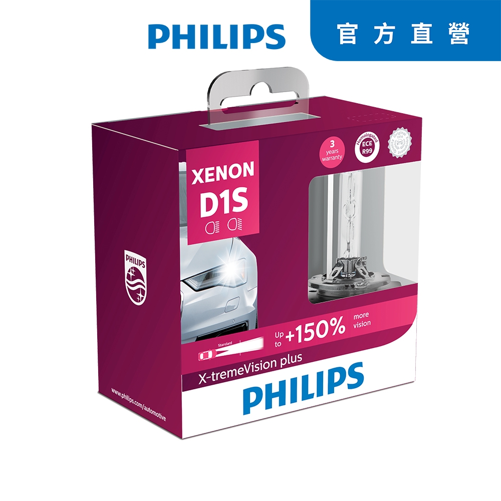 PHILIPS 飛利浦HID 4800K 氙氣車燈-增亮150%(D2S兩入裝)公司貨