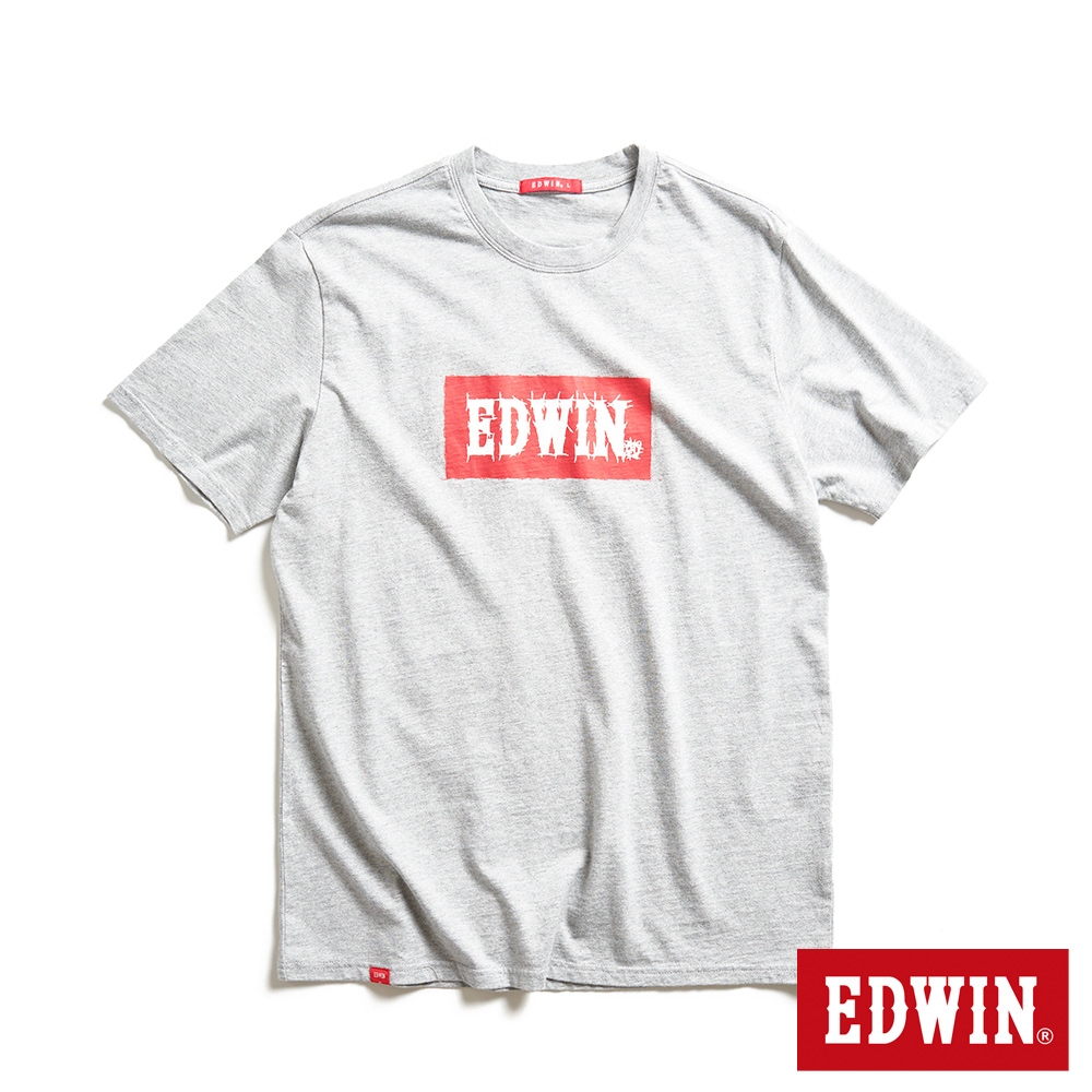 EDWIN 網路獨家 手繪草圖BOX LOGO短袖T恤-中性-麻灰色