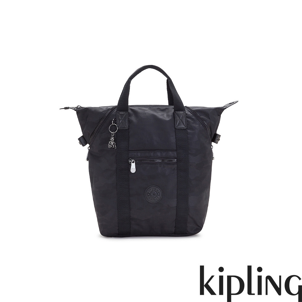 Kipling 中性紳黑迷彩印花後背托特包-ART TOTE BACKPACK