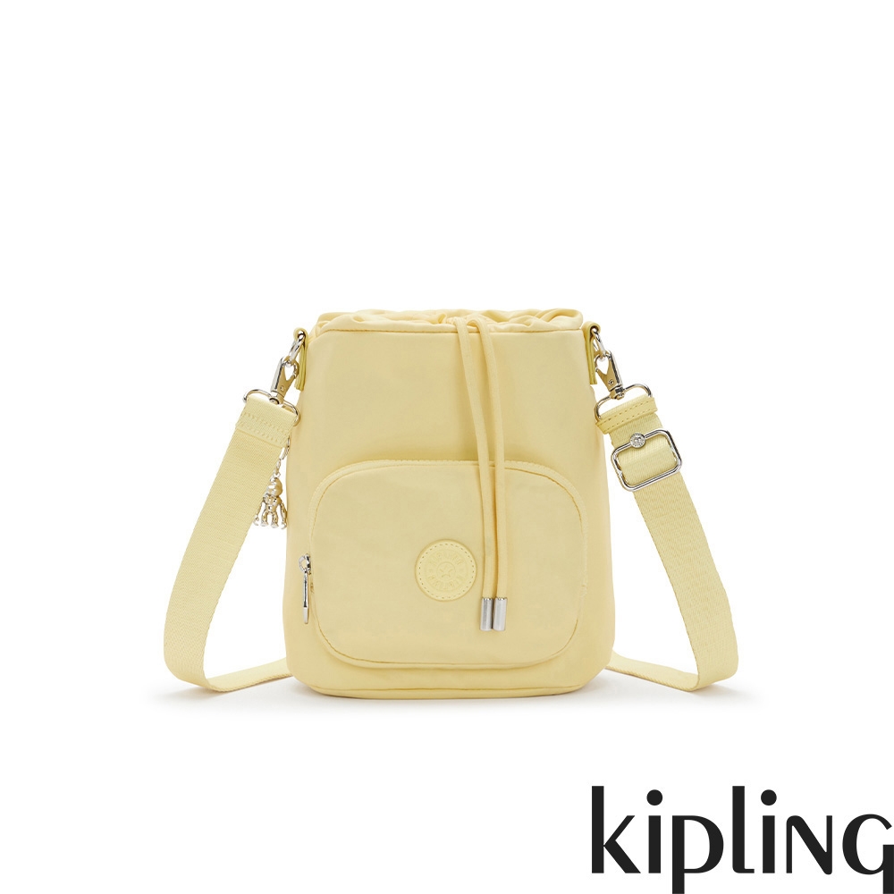 Kipling 粉嫩香蕉奶油色抽繩水桶包-KYLA