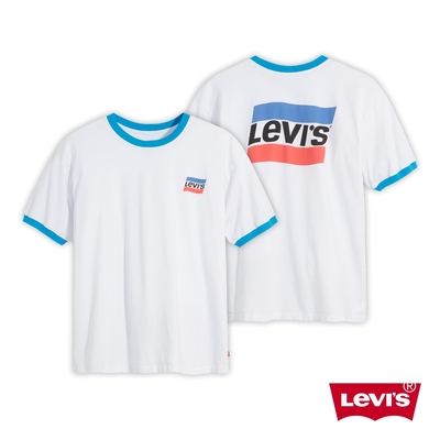 Levis 男款 滾邊短袖T恤 復古運動風 寬鬆休閒版型 白