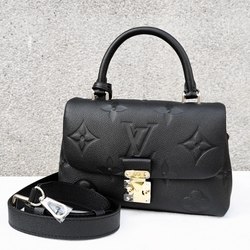 LV M45977  MADELEINE BB  質感素色金屬LOGO翻蓋手提/斜背兩用包(黑)