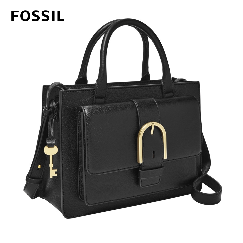 FOSSIL Wiley 真皮復古美型手提側背包-黑色 ZB7958001