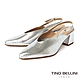 Tino Bellini 義大利進口特殊紋理牛皮尖頭後釦帶粗跟鞋_銀 product thumbnail 1
