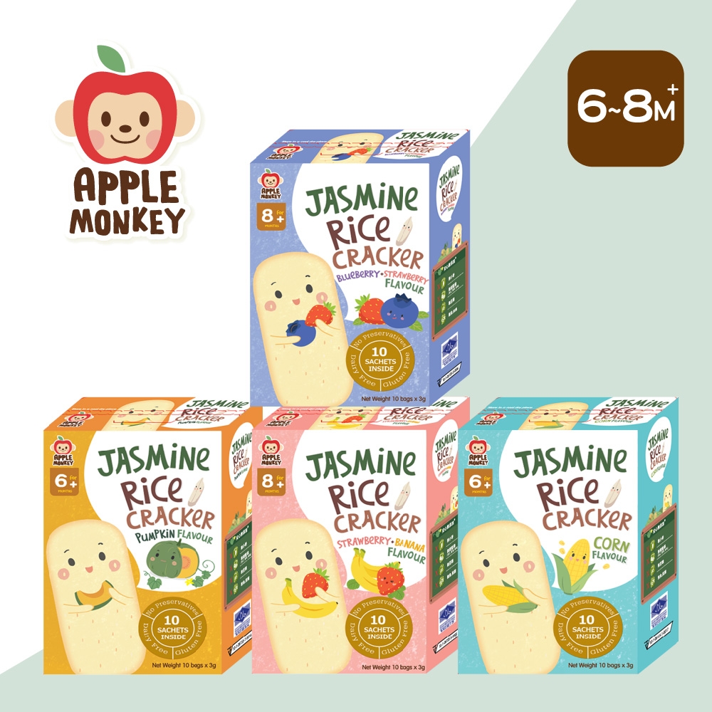 泰國【Apple Monkey】愛啵寶寶 茉莉香米餅(30g)(4入組)