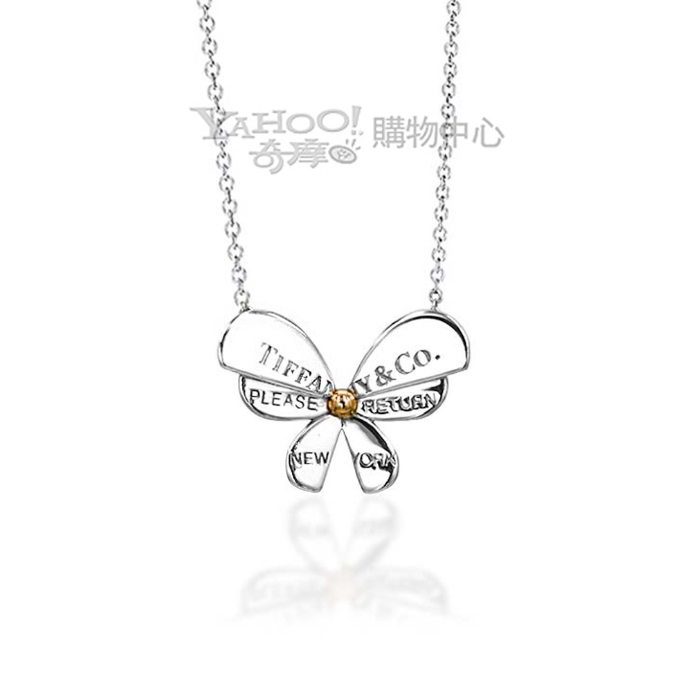 Tiffany&Co. 優雅蝴蝶鑲18K玫瑰金+925純銀項鍊