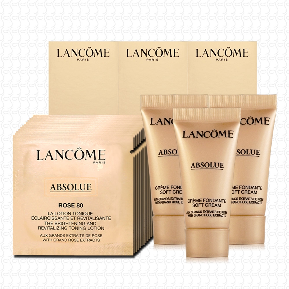 LANCOME蘭蔻 絕對完美黃金玫瑰修護乳霜5mlx3+絕對完美黃金玫瑰修護露1mlx12