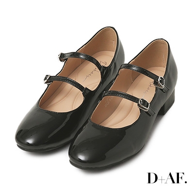 D+AF 淘氣甜心．4D氣墊雙帶低跟瑪莉珍鞋＊黑