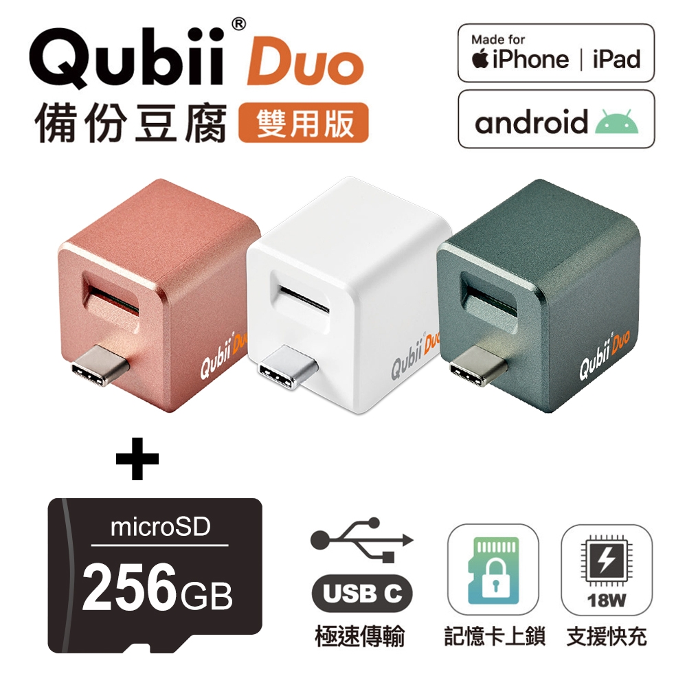 Qubii Duo USB-C 備份豆腐 (iOS/android雙用版) + 記憶卡256GB