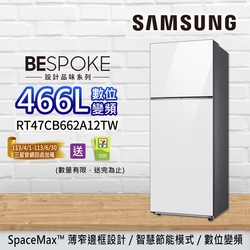 SAMSUNG三星 BESPOKE設計品味 466L 極簡雙門冰箱 RT47CB662A12TW-梔子白