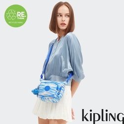 『牛角包』Kipling 藍粉海洋波紋印花小巧多層側背包-GABBIE MINI
