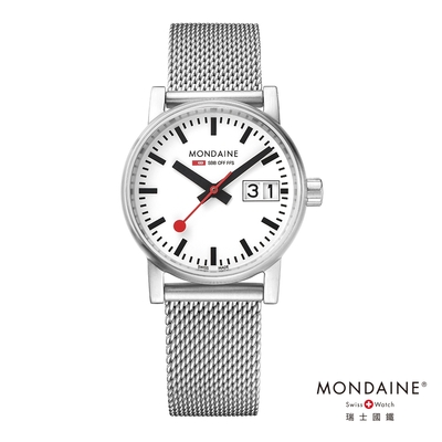 MONDAINE 瑞士國鐵 evo2 時光走廊腕錶-白/30mm