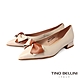 Tino Bellini 羊皮典雅雙色蝴蝶結尖頭低跟鞋-米 product thumbnail 1