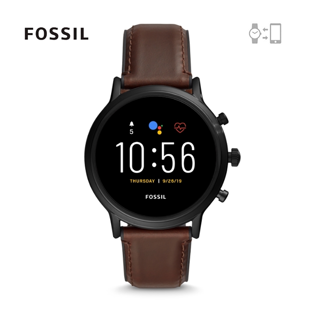 FOSSIL GEN 5 智能錶 卡萊爾 HR-深咖皮革手錶44MM FTW4026