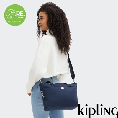 Kipling 經典藍手提大開口托特包-COLISSA S