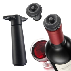 《VACU VIN》抽真空器+酒瓶塞2入(黑) | 紅酒塞 真空瓶塞 保鮮瓶塞 葡萄酒塞