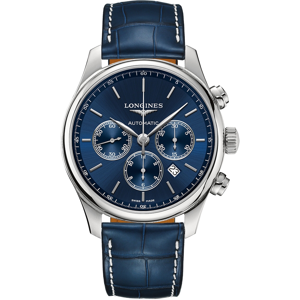 LONGINES 浪琴 官方授權 Master 巨擘計時機械錶-藍/44mm L2.859.4.92.0