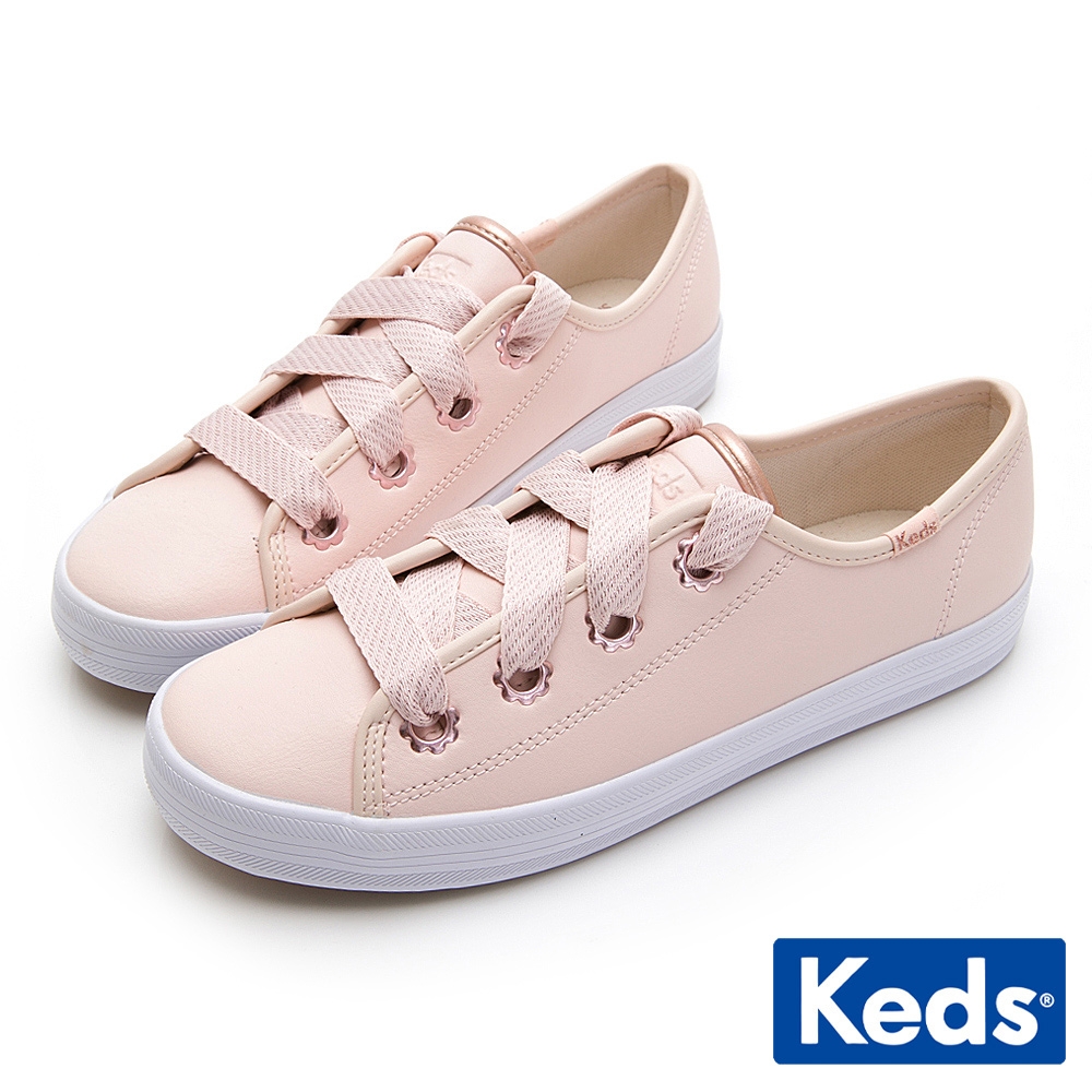 Keds KICKSTART 雛菊金釦皮革休閒鞋-粉