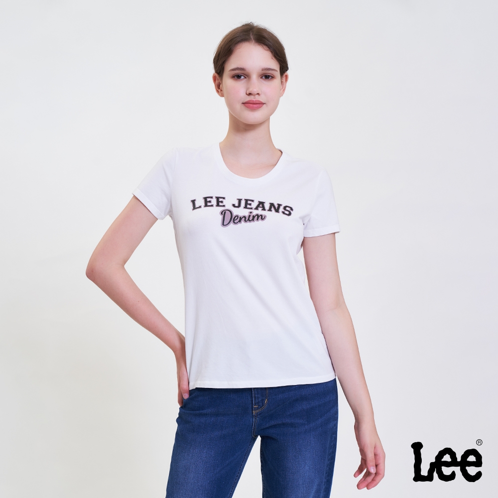 Lee 女款 LEE JEANS短袖圓領T 白色