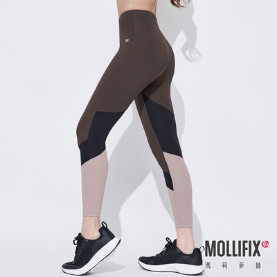 Mollifix 瑪莉菲絲 玩色切割8分褲 (可可+藕灰)瑜珈服、Legging 暢貨出清