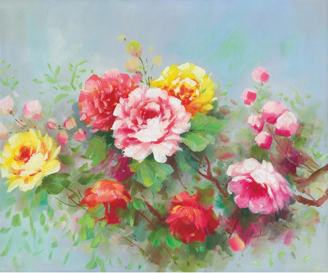 花開富貴【牡丹畫牡丹圖】 60x52cm | 開運畫作| Yahoo奇摩購物中心