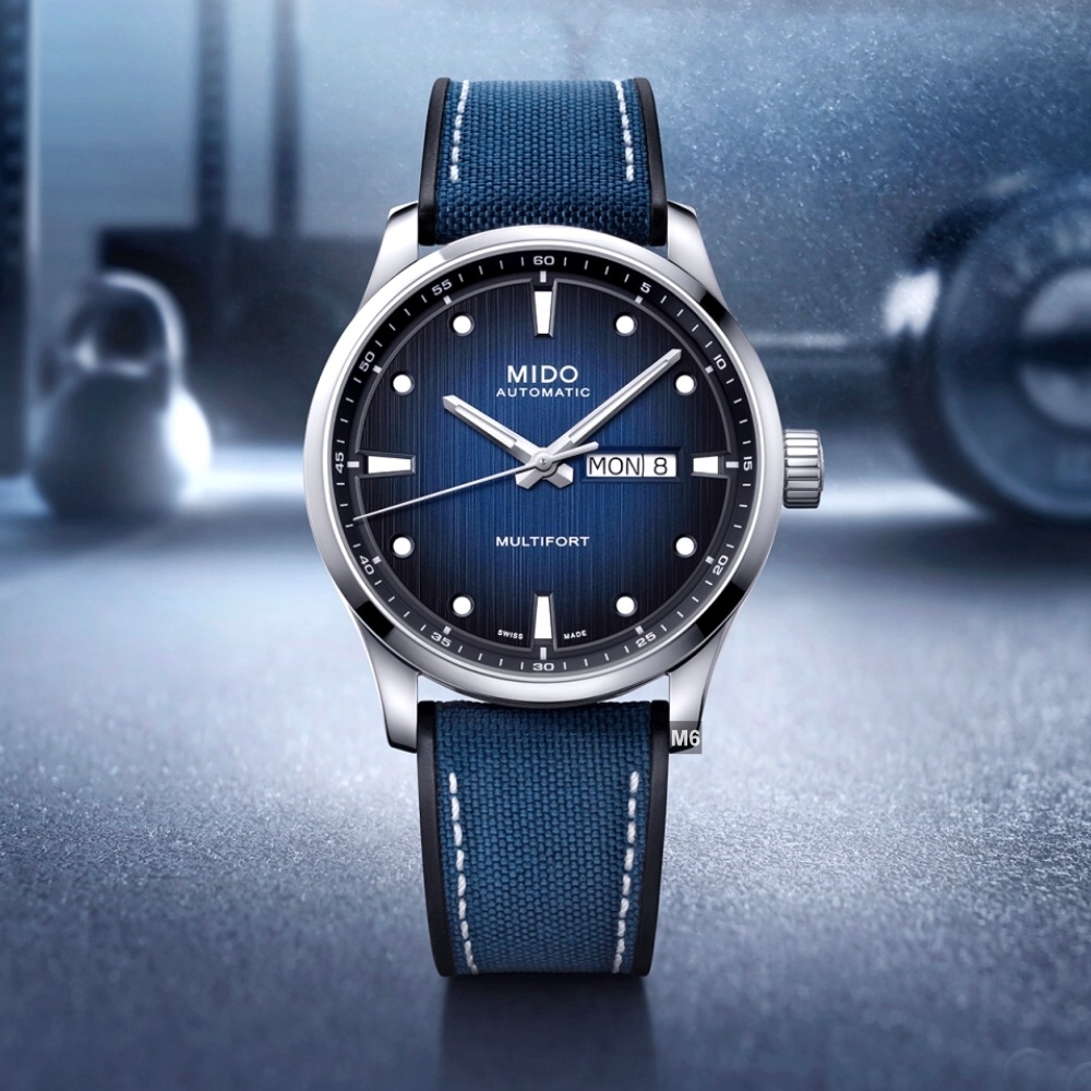 MIDO美度 官方授權M6 Multifort M先鋒系列M腕錶 藍直紋橡膠帶款42㎜(M0384301704100)