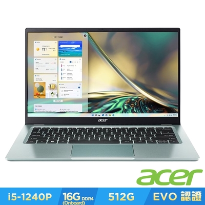 acer 宏碁 swift 3 sf314-512-50zx 14吋輕薄筆電(i5-1240p/16gb/512gb/win 11/藍/qhd)｜evo認證