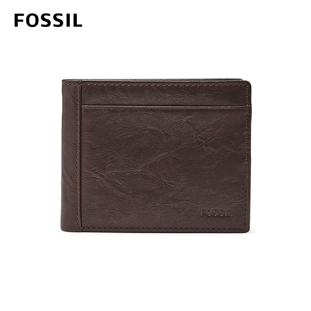FOSSIL NEEL 真皮系列多卡兩折短夾-咖啡色 ML3899200